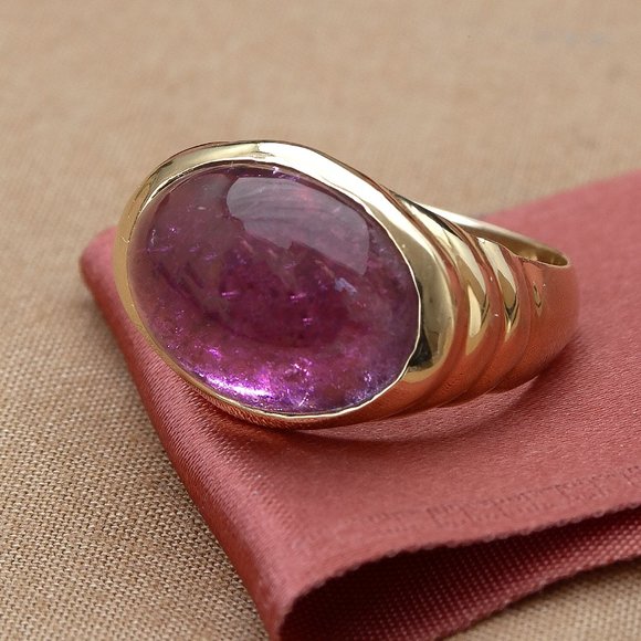 Other - 14K Gold Natural Tourmaline Ring, Vintage Custom Made Jewelry, Size 7.25